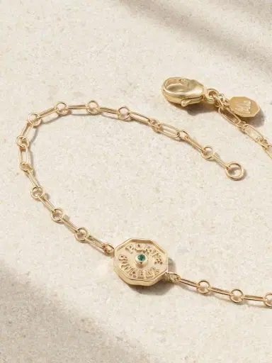 Marlo Laz Wee Porte Bonheur Coin 14-karat Gold Emerald Bracelet | Thumbnail 3 Marlo Laz Wee Porte Bonheur Coin 14-karat Gold Emerald Bracelet | Thumbnail 3