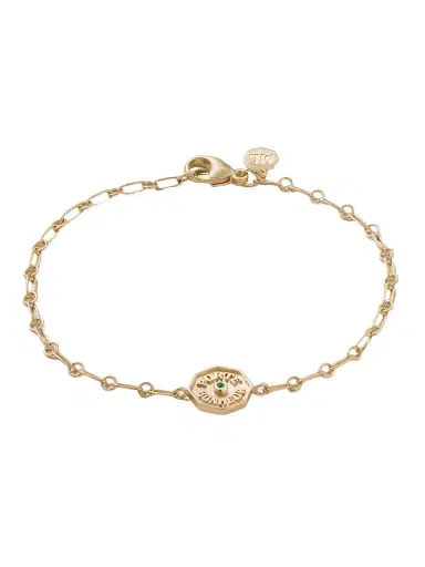 Marlo Laz Wee Porte Bonheur Coin 14-karat Gold Emerald Bracelet | Thumbnail 1 Marlo Laz Wee Porte Bonheur Coin 14-karat Gold Emerald Bracelet | Thumbnail 1