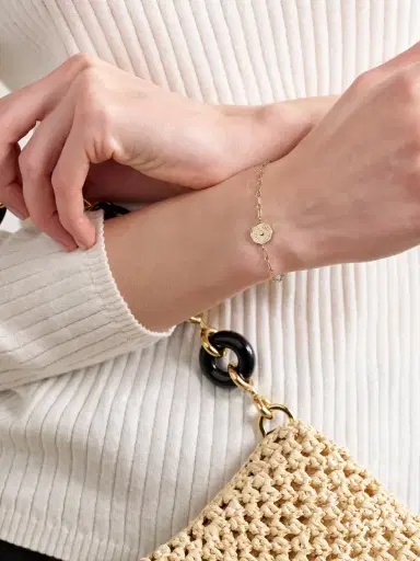 Marlo Laz Wee Porte Bonheur Coin 14-karat Gold, Enamel And Diamond Bracelet | Thumbnail 2 Marlo Laz Wee Porte Bonheur Coin 14-karat Gold, Enamel And Diamond Bracelet | Thumbnail 2