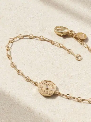 Marlo Laz Wee Porte Bonheur Coin 14-karat Gold, Enamel And Diamond Bracelet | Thumbnail 3 Marlo Laz Wee Porte Bonheur Coin 14-karat Gold, Enamel And Diamond Bracelet | Thumbnail 3