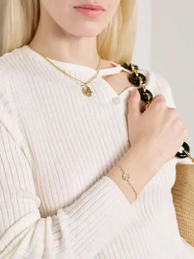 Marlo Laz Wee Porte Bonheur Coin 14-karat Gold, Enamel And Diamond Bracelet | Thumbnail 4 Marlo Laz Wee Porte Bonheur Coin 14-karat Gold, Enamel And Diamond Bracelet | Thumbnail 4