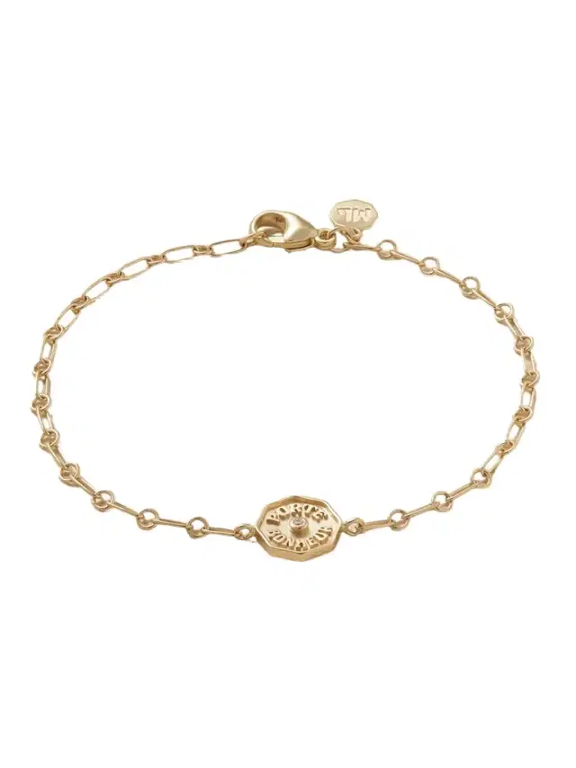 Marlo Laz Wee Porte Bonheur Coin 14-karat Gold, Enamel And Diamond Bracelet