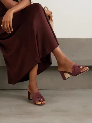 Loro Piana Summer Charms Embellished Suede Mules | Thumbnail 2