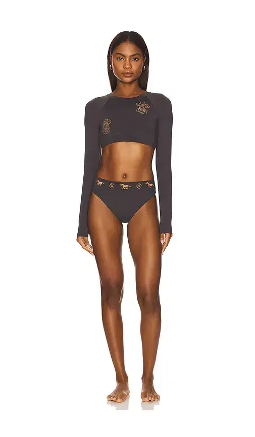 Understated Leather Rashguard Bikini Set