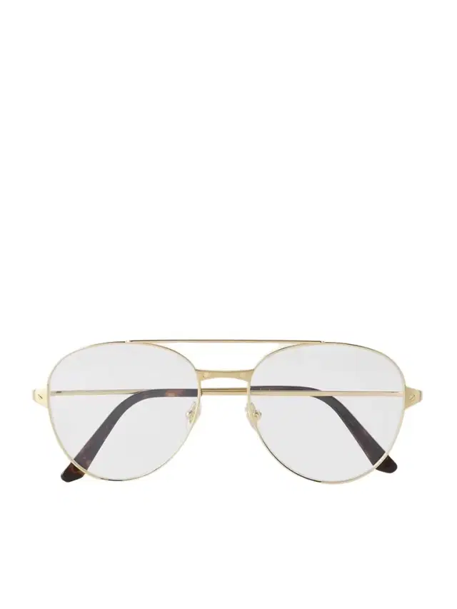 Cartier Eyewear Santos De Cartier Aviator-style Gold-tone Optical Glasses