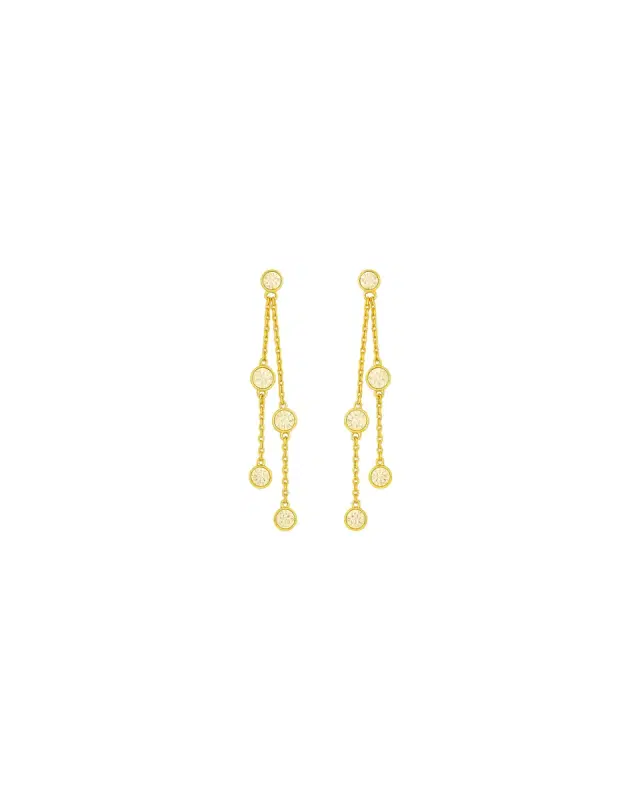 1.0ct Diamond 18K Dangle Drop Gold Earrings
