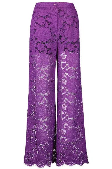 Dolce & Gabbana Flare Floral Logo Lace Pants | Thumbnail 1 Dolce & Gabbana Flare Floral Logo Lace Pants | Thumbnail 1