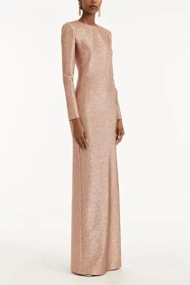 Oscar de la Renta Strong Shoulder Metallic Stretch Gown | Thumbnail 4 Oscar de la Renta Strong Shoulder Metallic Stretch Gown | Thumbnail 4