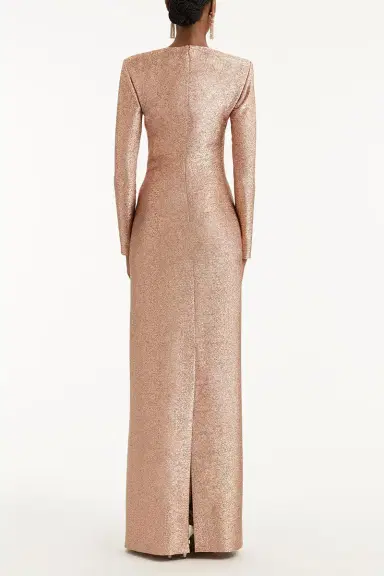 Oscar de la Renta Strong Shoulder Metallic Stretch Gown | Thumbnail 5 Oscar de la Renta Strong Shoulder Metallic Stretch Gown | Thumbnail 5