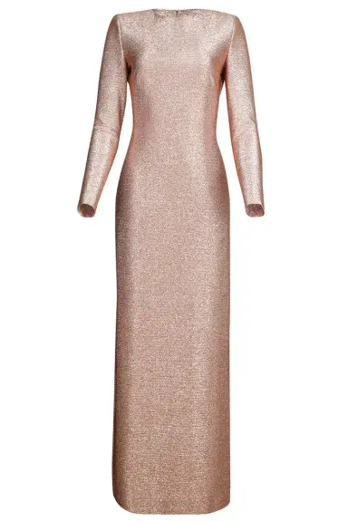 Oscar de la Renta Strong Shoulder Metallic Stretch Gown | Thumbnail 1 Oscar de la Renta Strong Shoulder Metallic Stretch Gown | Thumbnail 1