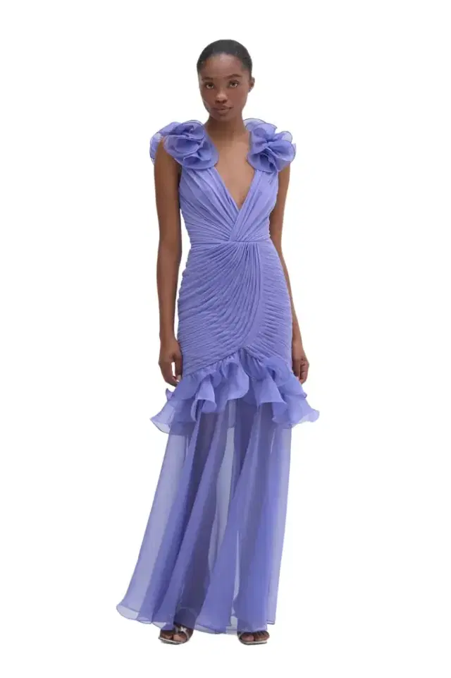 PatBo SILK PLISSE FLUTTER GOWN