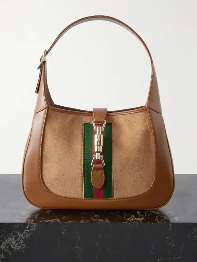 Jackie 1961 Webbing-trimmed Suede And Leather Shoulder Bag