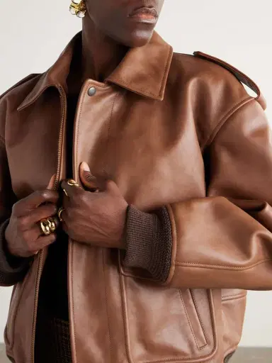 Saint Laurent Shearling-trimmed Leather Jacket | Thumbnail 5 Saint Laurent Shearling-trimmed Leather Jacket | Thumbnail 5