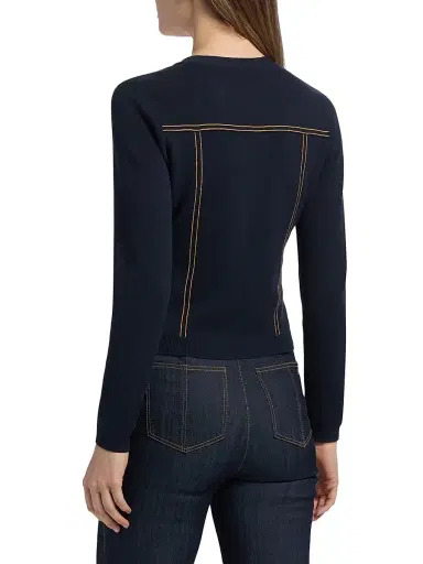 Cinq à Sept Women's Elisha Contrast Piped Cardigan - Navy - Size XL | Thumbnail 5 Cinq à Sept Women's Elisha Contrast Piped Cardigan - Navy - Size XL | Thumbnail 5
