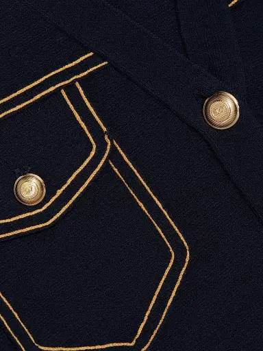 Cinq à Sept Women's Elisha Contrast Piped Cardigan - Navy - Size XL | Thumbnail 7 Cinq à Sept Women's Elisha Contrast Piped Cardigan - Navy - Size XL | Thumbnail 7