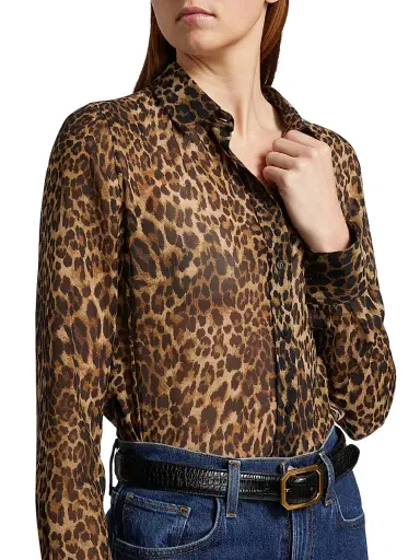 Nili Lotan Women's Gaia Silk Slim Shirt - Vintage Leopard Print - Size XL | Thumbnail 6 Nili Lotan Women's Gaia Silk Slim Shirt - Vintage Leopard Print - Size XL | Thumbnail 6