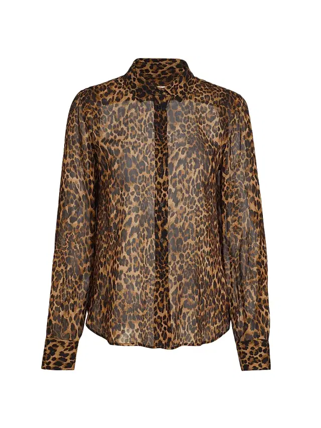 Nili Lotan Women's Gaia Silk Slim Shirt - Vintage Leopard Print