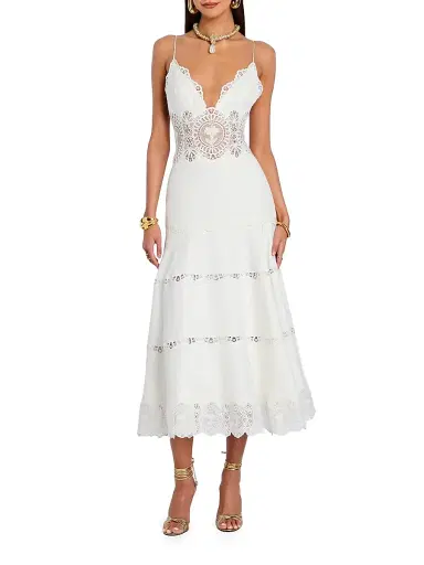 Retrofête Women's Leilani Tiered Lace Midi-Dress - | Thumbnail 3