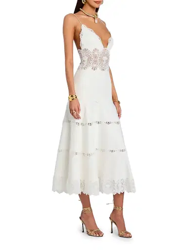 Retrofête Women's Leilani Tiered Lace Midi-Dress - | Thumbnail 4