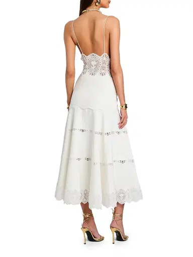 Retrofête Women's Leilani Tiered Lace Midi-Dress - | Thumbnail 5