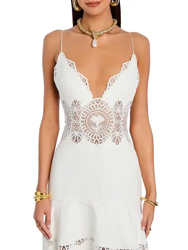 Retrofête Women's Leilani Tiered Lace Midi-Dress - | Thumbnail 6