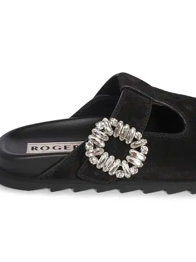 Roger Vivier Women's Slidy Viv Embellished Suede Mules | Thumbnail 6 Roger Vivier Women's Slidy Viv Embellished Suede Mules | Thumbnail 6