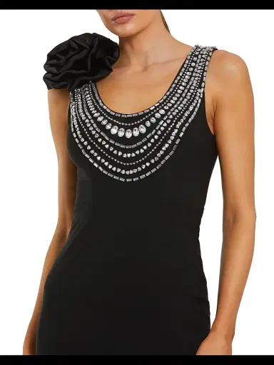 Mac Duggal Women's Beaded Scoopneck Column Gown | Thumbnail 3 Mac Duggal Women's Beaded Scoopneck Column Gown | Thumbnail 3