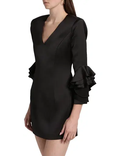 Ramy Brook Women's Klara Ruffle Cuff Minidress - Black | Thumbnail 4 Ramy Brook Women's Klara Ruffle Cuff Minidress - Black | Thumbnail 4