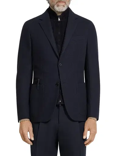 Zegna Men's High Performance Jersey Blazer Jacket - Navy Blue - Size 46 | Thumbnail 1 Zegna Men's High Performance Jersey Blazer Jacket - Navy Blue - Size 46 | Thumbnail 1