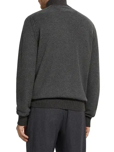 Zegna Men's Cashseta Full Zip Cardigan - Grey - Size 46 | Thumbnail 3