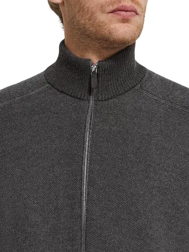 Zegna Men's Cashseta Full Zip Cardigan - Grey - Size 46 | Thumbnail 4