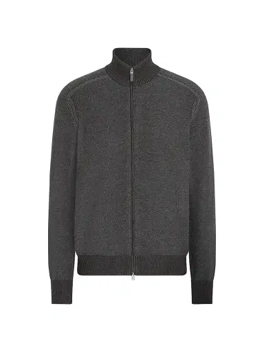 Zegna Men's Cashseta Full Zip Cardigan - Grey - Size 46 | Thumbnail 1
