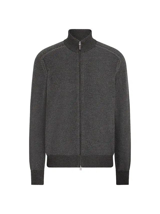 Men's Cashseta Full Zip Cardigan - Grey