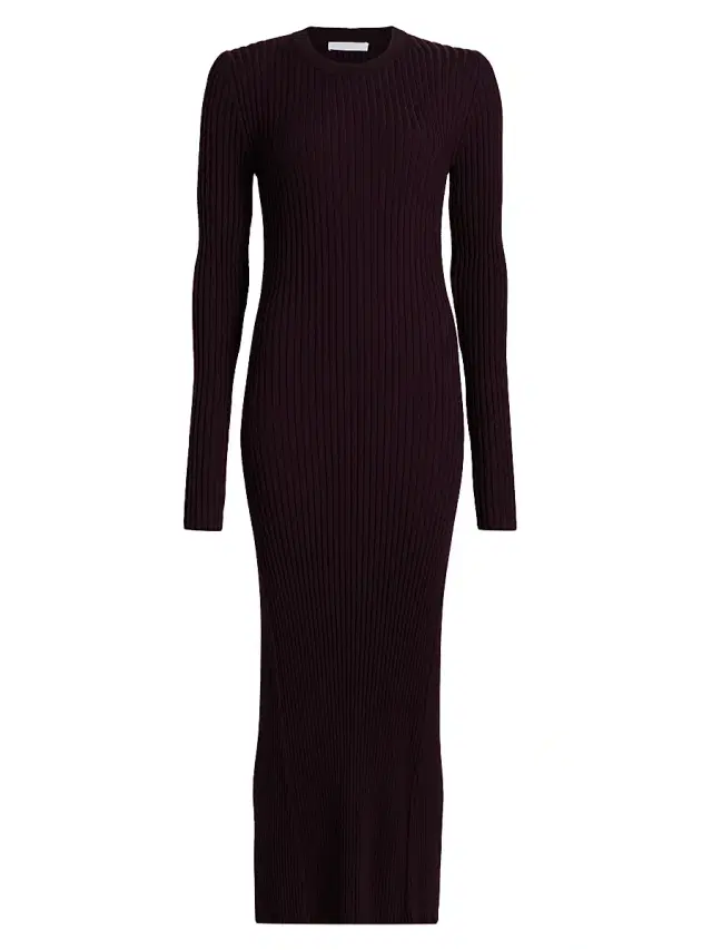 Helmut Lang Women's Ribbed Back Cut-Out Maxi Dress - Eggplant