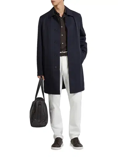 Zegna Men's Technical Fabric Motorin 300CC Raincoat - Navy Blue - Size 48 | Thumbnail 5