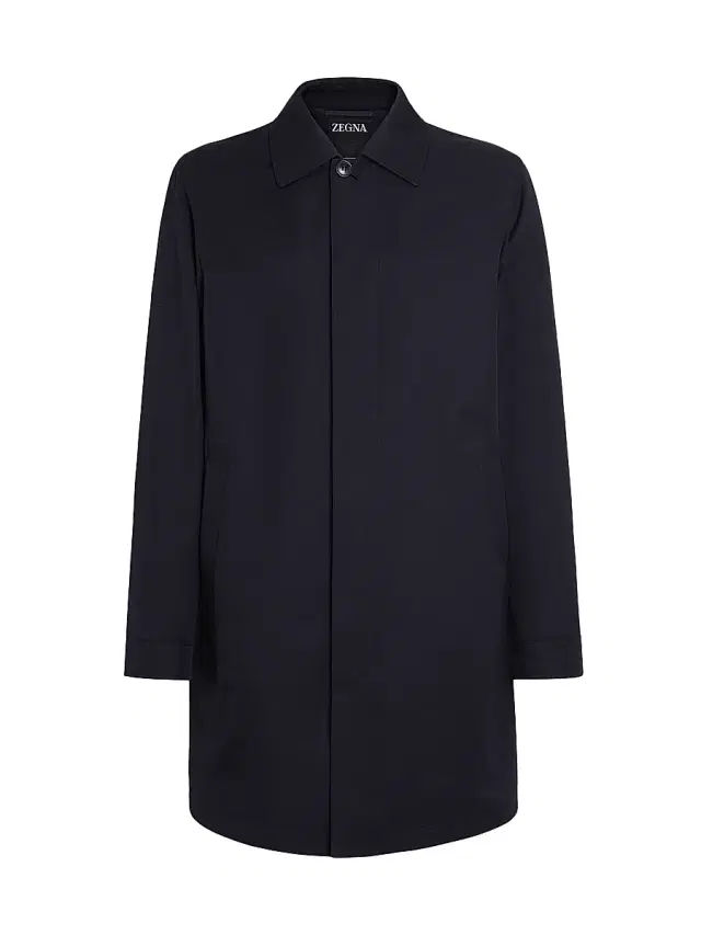 ZEGNA Men's Technical Fabric Motorin 300CC Raincoat - Navy Blue
