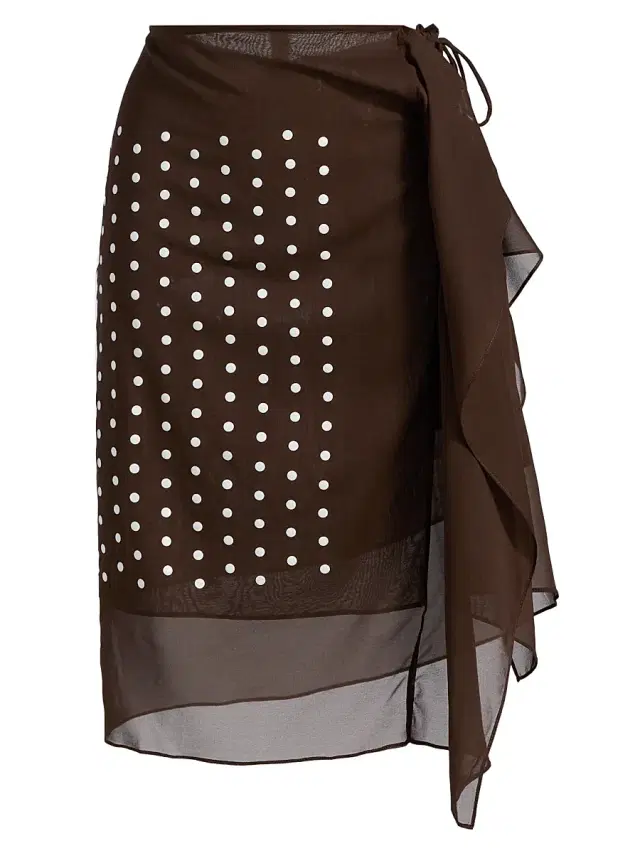 Women's Sima Silk Poka Dot Skirt - Brown