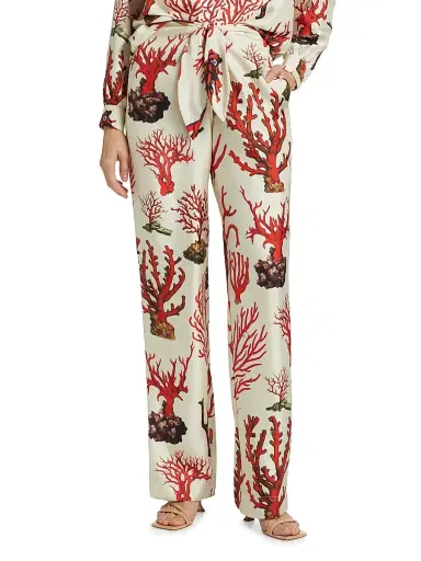 Libertine Women's Venetian Coral Tie-Waist Pants - Cream Multi | Thumbnail 3 Libertine Women's Venetian Coral Tie-Waist Pants - Cream Multi | Thumbnail 3