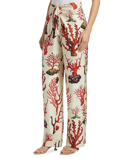Libertine Women's Venetian Coral Tie-Waist Pants - Cream Multi | Thumbnail 4 Libertine Women's Venetian Coral Tie-Waist Pants - Cream Multi | Thumbnail 4