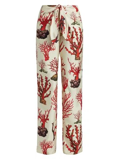 Libertine Women's Venetian Coral Tie-Waist Pants - Cream Multi | Thumbnail 1 Libertine Women's Venetian Coral Tie-Waist Pants - Cream Multi | Thumbnail 1