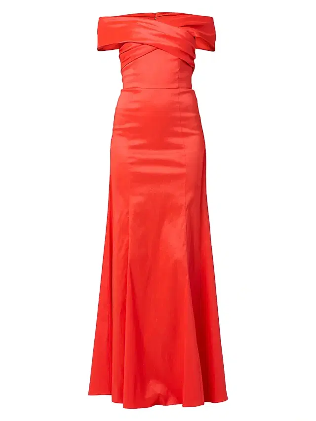 Shoshanna Women's Etta Off-the-Shoulder Maxi Dress - Cherry
