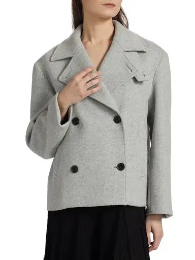 Proenza Schouler Women's Nola Brushed Wool-Cashmere Jacket - Light Grey Melange | Thumbnail 3