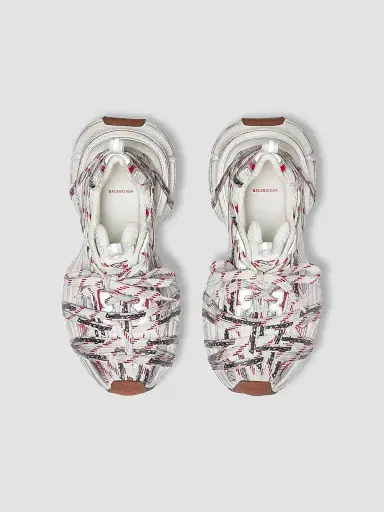 Balenciaga Men's 3XL Extreme Laces Logo Sneakers - White Red - Size 12 | Thumbnail 5
