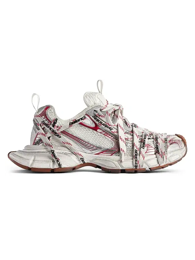 Balenciaga Men's 3XL Extreme Laces Logo Sneakers - White Red