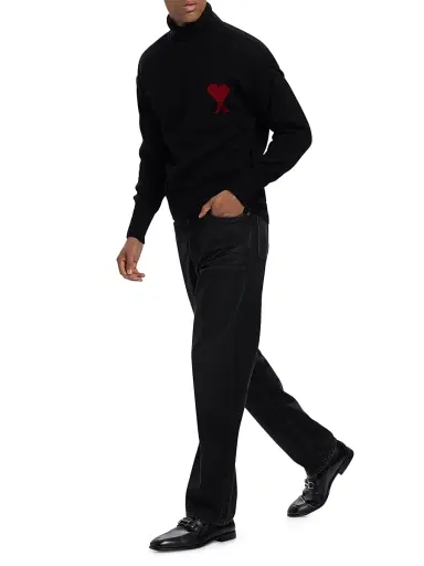 AMI PARIS Men's ADC Logo Wool Crewneck Sweater - Black Red - Size XXL | Thumbnail 2 AMI PARIS Men's ADC Logo Wool Crewneck Sweater - Black Red - Size XXL | Thumbnail 2