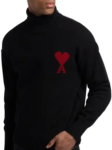 AMI PARIS Men's ADC Logo Wool Crewneck Sweater - Black Red - Size XXL | Thumbnail 6 AMI PARIS Men's ADC Logo Wool Crewneck Sweater - Black Red - Size XXL | Thumbnail 6