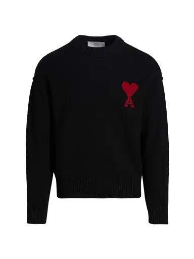 AMI PARIS Men's ADC Logo Wool Crewneck Sweater - Black Red - Size XXL | Thumbnail 1 AMI PARIS Men's ADC Logo Wool Crewneck Sweater - Black Red - Size XXL | Thumbnail 1