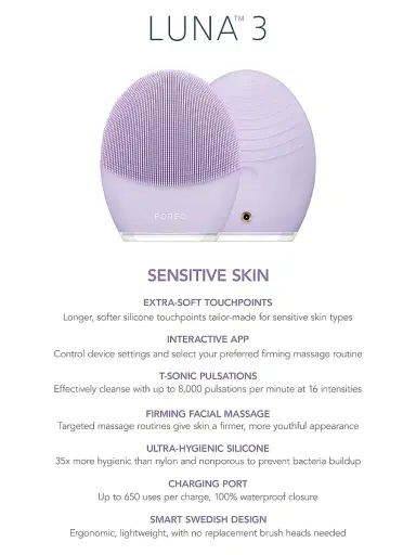 Foreo Women's LUNA 3 Facial Cleansing & Firming Massage Device - Sensitive | Thumbnail 4 Foreo Women's LUNA 3 Facial Cleansing & Firming Massage Device - Sensitive | Thumbnail 4