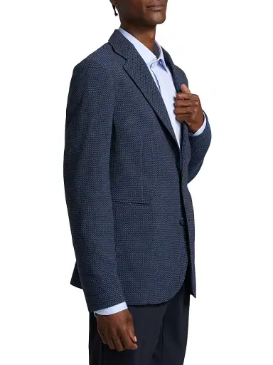 Emporio Armani Men's Bluette Fancy Textured Stretch-Wool Sport Coat - Fancy Blue - Size 42 | Thumbnail 4