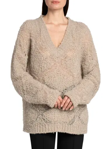 Giorgio Armani Women's Textured V-Neck Sweater | Thumbnail 3 Giorgio Armani Women's Textured V-Neck Sweater | Thumbnail 3